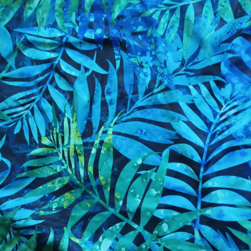 Younique Blue and Green Tropical Print Swim Tankini Top - Picture 2 of 5